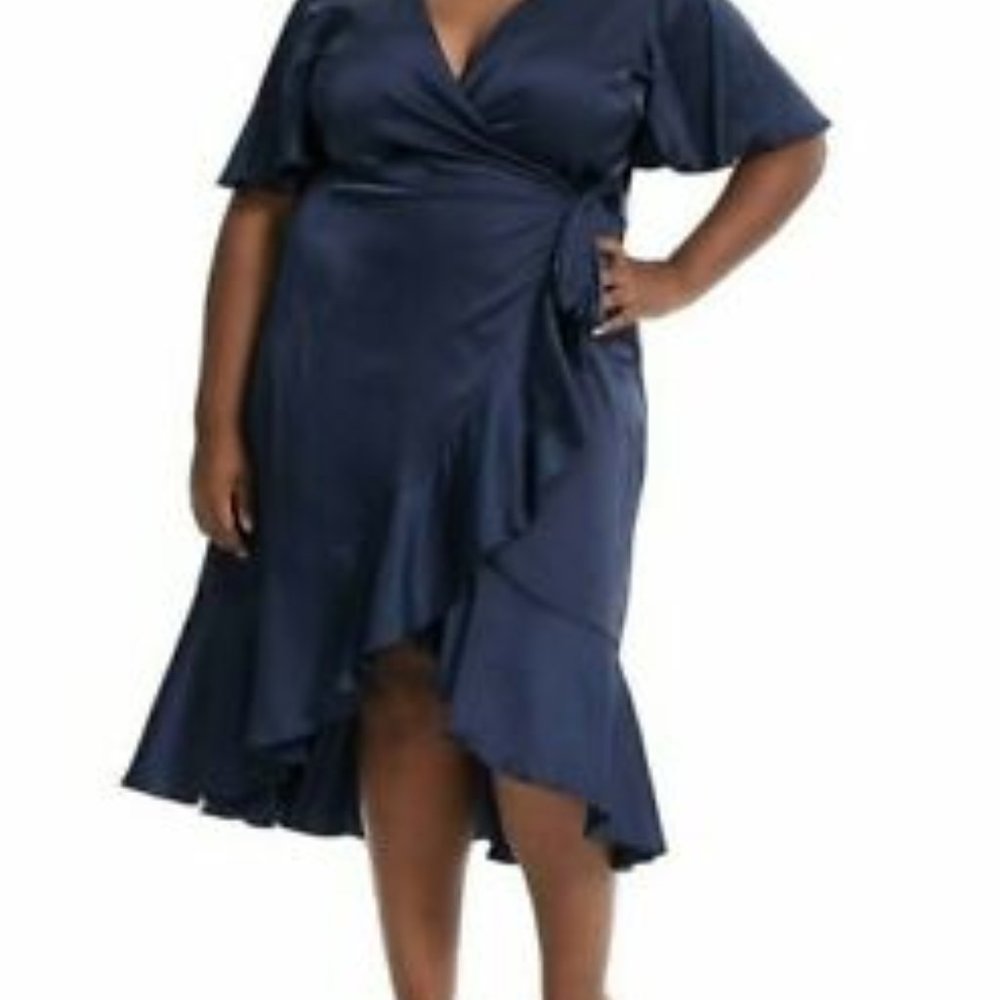 Soprano Sateen Flounce Wrap ddress